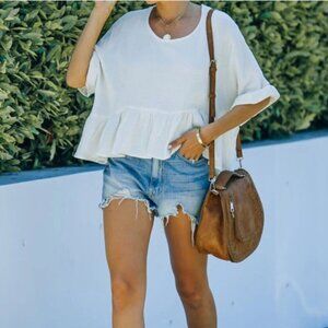 Vici Relaxed Peplum Top Cream/Seashell